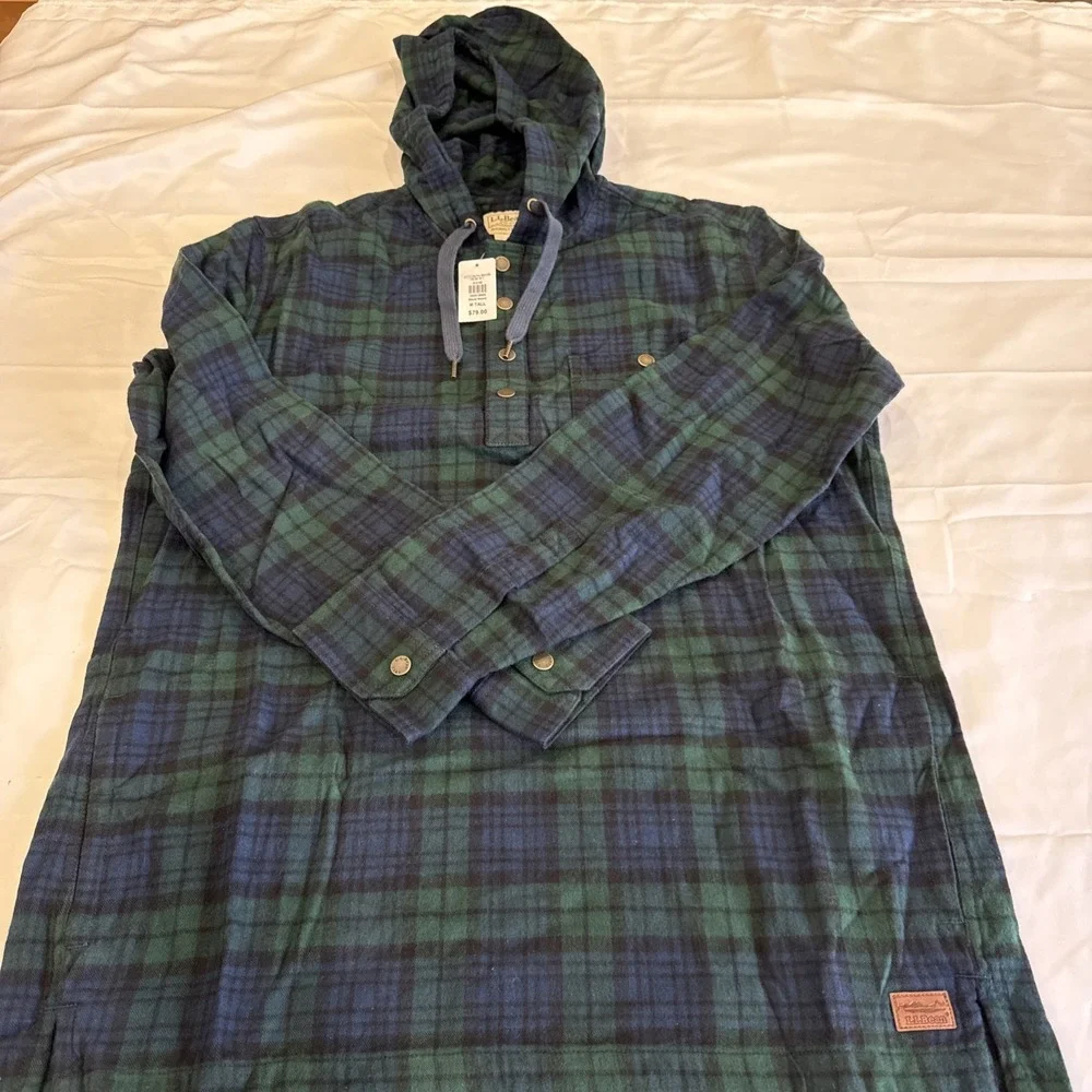 L.L. Bean Scotch Plaid Traditional Fit Flannel  Unisex M Blue/Green Pullover